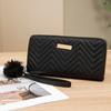 Cartera larga con cremallera única para mujer, moderna, con bordado de ondas, de hierro, bolso de mano informal, pequeño, regalo, 2024