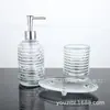 Jabonera Desinfectante de Manos Vaso para Cepillos de Dientes Juego de Tres Piezas Material de Vidrio Se Puede Personalizar