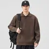 Malha de Base Masculina Outono Inverno 2026 Nova, Grossa e Quente, Gola Lapela Simples, Corte Solto