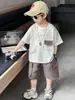 Conjunto de Verano para Niños X247, Conjunto de Dos Piezas Tendencia Estilo Coreano con Camiseta de Manga Corta y Shorts para Niños, Ropa Nueva de Verano para Niños Pequeños