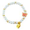 Tienda de oro con alta retención de color esmalte dorado antiguo pulsera de mariposa perla pulsera de la suerte mariposa pequeña azul quemado