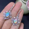 Aretes de Ópalo Natural. El cristal es limpio y lleno de fuego, piedra principal 7*9mm. Exquisitamente incrustado en plata S925.