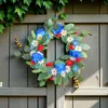 Guirnalda de Margaritas Frescas Transfronteriza Colgante de Puerta Festivo Simulación de Rama Seca Roja, Blanca y Azul Decoración Colgante de Pared Flores de Seda