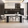 Juego de mesa de comedor y sillas de roca estilo retro, mesa de comedor de madera maciza, diseño minimalista italiano de lujo ligero, forma rectangular para apartamentos pequeños