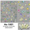 Redanco nuevo 5D relieve flor temprana caparazón luz pegatinas de uñas tridimensionales adhesivas para uñas He-1002