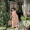 Ropa de Viaje Tailandia Xishuangbanna Vacaciones en la Costa Estilo Bohemio Étnico Estampado Vestido Holgado de Tirantes