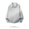2026 Comércio Exterior Transfronteiriço Primavera e Outono Novo Peso Pesado Gola Reversível Abotoado Esportivo Cor Sólida Solto Casual Camisa Polo Masculina de Manga Longa