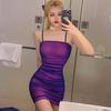 Falda Corta Adelgazante Ajustada de Malla Plisada Sexy con Tirantes Bajos Moda de Celebridad de Internet al por Mayor Transfronteriza