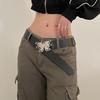 Nuevo Cinturón Ancho de Alta Gama Butterfly Spice Girl para Mujer Estilo Ins Niche Negro Decorativo Jeans con Cinturón de Moda