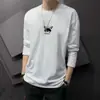 Nueva Camiseta de Manga Larga para Primavera y Otoño para Hombre Cuello Redondo Corte Ajustado Marca de Moda Ropa Interior Camiseta Base Ropa de Otoño Camiseta para Hombre Ins de Moda