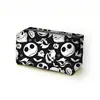 Bolsa de Maquillaje con Estampado de Gato Negro Calabaza Murciélago de Halloween Bolso de Almacenamiento con Cremallera Beige Retro Estuche para Bolígrafos de Estudiante