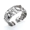 Nuevas Pulseras de Moda de Textura Cóncava y Convexa Transfronterizas, Versión Ancha, para Hombre y Mujer, Acero de Titanio, Chapado en Oro de 18 Quilates, Pulseras Asimétricas, Venta Directa