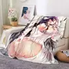 Manta de flanela de anime girl bidimensional engraçada manta fofa com estampa kawaii colcha portátil de viagem