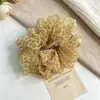 Presilha de banana plissada multicamadas, estampa de leopardo leitoso estilo coreano, de alta qualidade, elegante, versátil para rabo de cavalo alto, acessório de cabelo em rede