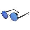 Gafas de sol con montura redonda retro europeas y americanas, de metal con resorte, estilo príncipe, reflectantes, coloridas, estilo steampunk para hombre.