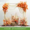 Paisaje de cañas ventana de otoño arreglo de flores artificiales decoración soporte de madera de cuerno de vaca boda escena de flores artificiales paisaje flor