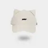 Gorra con Orejas de Gato Dulces y Lindas y Pico de Pato para Mujer, Gorra de Béisbol Versátil Bordada con Letras Estilo Coreano, Sombrero Pequeño de Moda para Adelgazar la Cara