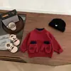Roupas de Bebê Malha Grossa Vermelha 2025 Nova Malha Fofa Infantil Outono e Inverno Top Quente para Bebê