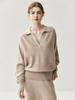 Suéter de punto para mujer, estilo perezoso, cuello en V grande, color gris, holgado, cachemir para bebé, mismo estilo