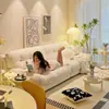 Sofá Nube para Apartamentos Pequeños, Estilo Crema Sala de Estar, Sofá de Tela de Tres Plazas Estilo Perezoso de Línea Recta Minimalista Moderno Italiano