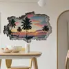Pegatinas de Pared Estéreo 3D con Vista al Mar Transfronterizas para Sala de Estar y Dormitorio, Revestimiento y Decoración de Paredes, Pegatinas de Póster, PVC Autoadhesivo