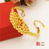 Pulsera de oro vietnamita de larga duración que no se decolora para mujer, boda, moneda europea, chapado en cobre, joyería, pulsera con apertura de flor arenada, venta al por mayor