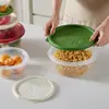 Set de Recipientes Redondos Sellados de Plástico para Verduras y Granos Caja de Almacenamiento para Refrigerador con Tapa a Prueba de Polvo