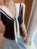 Camiseta Adelgazante Estilo Nuevo 2026 para Chica Popular con Rayas de Contraste, Cinta Sexy, Chaleco de Punto sin Mangas, Top Exterior para Mujer, Verano