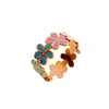 Xingang Aço Inoxidável Flor de Esmalte Colorida Anel Aberto Anel de Flor Joias Atacado Aço Inoxidável 304