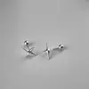 Pendientes de Hélice de Hueso de Oreja de Estrella de Cuatro Puntas de Plata Pura 999, Amigables con la Oreja, No Necesitan Quitarse, de Rosca, Pendientes de Estrella de Plata Pura