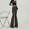 Jeans de Trabajo Talla Grande Camuflaje Micro-campana para Mujer 2026 Primavera Otoño Cintura Alta Sueltos Americanos Pierna Recta Campana Pantalones Largos