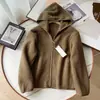 Otoño/Invierno 2026 Chaqueta Casual de Moda Cálida Holgada con Capucha y Cremallera de Lana de Cordero para Mujer 430644