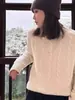 2025 Nuevo Tejido de Lana Pura para Mujer Cuello Redondo Color Sólido Trenzado Elegante Casual Suave Ceroso Holgado Prendas de Punto para Base
