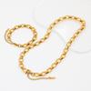 Temperamento de personalidad europea y americana chapado en oro de 18k cadena geométrica de cruz que no se decolora moda combinable brazalete collar joyería de alto sentido