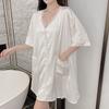 Camisón de manga larga de gasa con cuello halter y cuello halter para mujer, estilo sexy, primavera y verano, estilo cárdigan largo, fresco, comercio exterior en vivo transfronterizo.