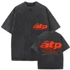 Camiseta Vintage Lavada Nsqk Aoou Piensa en Mí Nuevo Álbum 2025 para Hombre Hip-Hop Gótico