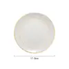 Plato Llano Occidental de Cerámica Doble Línea Dorada Dibujo Borde Dorado Plato Redondo Plato Creativo Plato para Bistec Plato para Pasta Plato para Desayuno