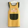 Delantal con Estampado de Dibujos Animados para Trabajo en Catering, Ropa de Trabajo Anti-Manchas y Resistente a la Suciedad, Cocina, Uso Doméstico, Delantal con Borde Fruncido para Adultos
