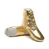 Venta al por mayor de fábrica Botas de Jazz de Caña Alta Zapatos de Danza Moderna de Cuero Brillante Zapatos de Práctica de Ballet Suela Suave Zapatos de Jazz para Mujer