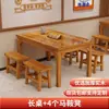Mesas y Sillas de Madera Maciza Carbonizada para Uso Comercial, Mesas de Comedor para Restaurantes, Tiendas de Barbacoa, Fonderías, Cafeterías, Restaurantes, Comedores y Juegos de Comedor