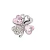 Joias de Liga Colorida Pingente de Trevo de Quatro Folhas com Pétalas de Coração Incrustadas de Diamante Brincos Studs Brincos de Pressão Colar Acessórios de Moda DIY