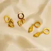 Pendientes de Moda Europea y Americana Transfronterizos Elegantes de Nicho Acero Inoxidable Chapado en Oro de 18 Quilates Serie Oceánica de Verano Pendientes de Acero de Titanio para Mujer