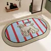 Alfombra de Baño de Dibujos Animados Tejida de Lino Entrada al Baño Absorbente de Agua Secado Rápido Felpudo Ducha Antideslizante Resistente a la Suciedad Alfombra
