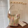 Verão Colorido Tecido Listrado Portátil Pequeno Bolsa Feminina 2024 Novo Verão Simples Pequeno Quadrado Bolsa Elegante Crossbody Bolsa