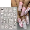 Pegatinas de arte para uñas transfronterizas: Pegatinas de uñas Halloween araña rosa telaraña fantasma rosa gel 3D relieve cara de fantasma