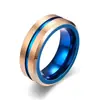 2023 Nuevo Anillo de Combinación para Hombre de Dos Tonos Intercolor con Borde Inclinado Joyería Anillo Meñique Fabricante de Origen