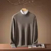 Suéter 100% cachemira pura Bai Cai Rong, ligero y lujoso para hombre, suave y cómodo, nuevo estilo otoño/invierno, suéter de punto de cuello medio, casual y sencillo