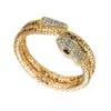 Estilo Europeu e Americano Novo Personalidade Exagerada Estilo Punk Pulseira Enrolada em Forma de Cobra para Homens e Mulheres Conjunto de Liga Pedras Strass Pulseira Retrô Pulseira