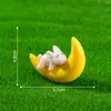 Chaveiro Pingente de Plástico Lua Cachorrinho Dormindo Coelho Urso Gatinho Pingente de Animal Artesanato de Micro Paisagem Enfeites
