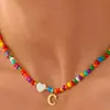 Colar de Contas Coloridas com Letras 26 Letras Corrente de Clavícula Coração Boêmio Toque de Alto Padrão Colar Feminino Atacado